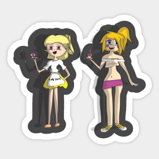 Chica & Toy Chica Humans - Five Nights At Freddys Sticker